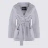 Fabiana Filippi Stylish Coat With Belted Waist And Hood In Gray