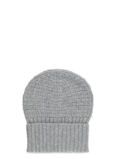 Fabiana Filippi Grey Wool-blend Sequined Beanie In Gray