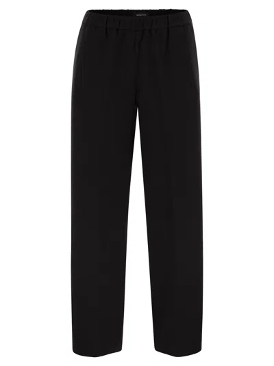 Fabiana Filippi Elasticated-waist Fine-knit Tapered Trousers In Black