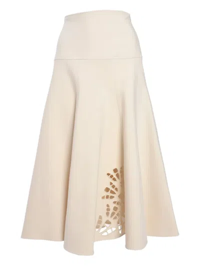 Fabiana Filippi Guipure-detail Midi Skirt In Neutral