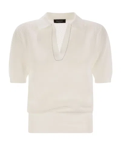 Fabiana Filippi Half-sleeved Polo Shirt In White