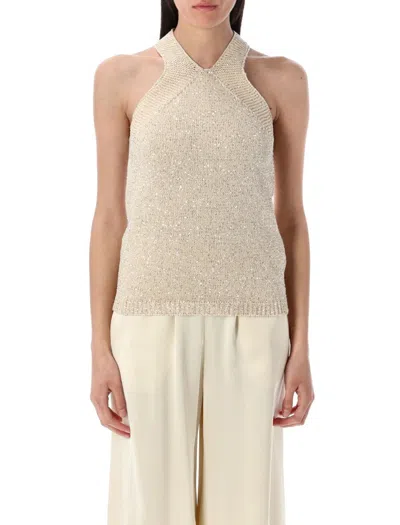 Fabiana Filippi Halter Neck Knit Top In Multi