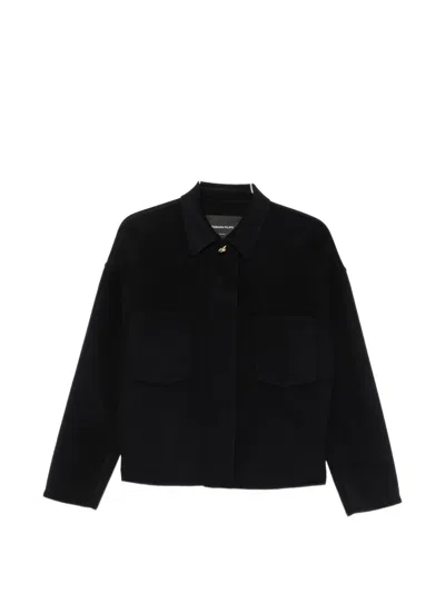 Fabiana Filippi Wool Double Cropped Shirt Jacket With Filo Diamante De In Blue