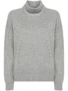 Fabiana Filippi Heather Grey Wool-silk Turtleneck Sweater In Gray