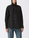 Fabiana Filippi Cotton Poplin Shirt With Knotted Lace Collar In Black