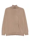 Fabiana Filippi High-neck Button-detail Sweater In Brown