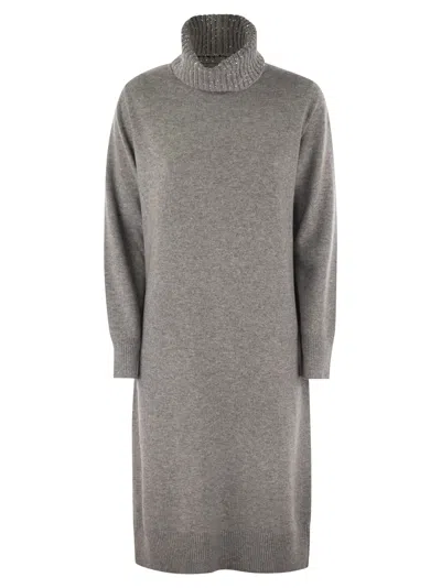 Fabiana Filippi Women's High Neck Dress With Sequins In Light Grey