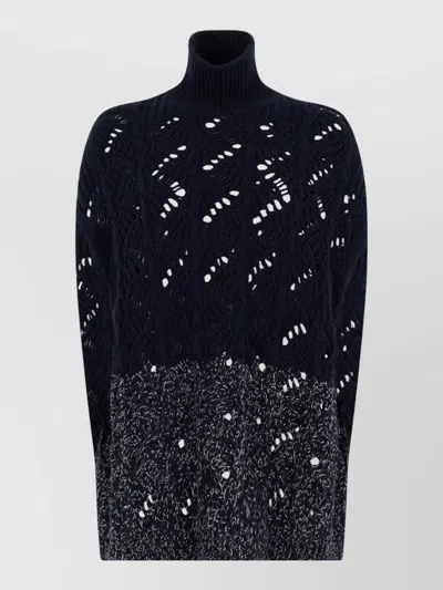 Fabiana Filippi High Neck Knit Turtleneck Color Block Sweater In Blue