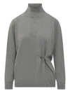 Fabiana Filippi Turtleneck With Side Draping In Gray