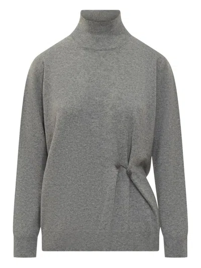FABIANA FILIPPI HIGH-NECK PIN-DETAIL SWEATER