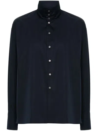 Fabiana Filippi High-neck Poplin Shirt In Blue