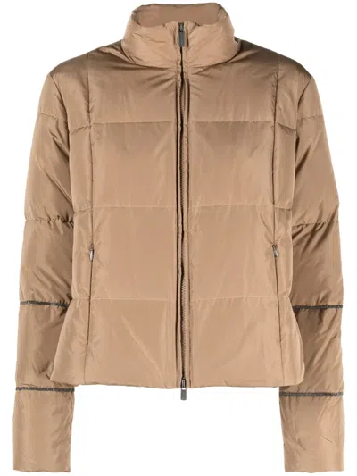Fabiana Filippi High-neck Puffer Jacket In Brown