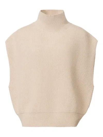 Fabiana Filippi High-neck Ribbed-knit Vest In Neutral