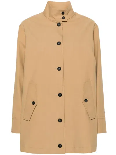 Fabiana Filippi High-neck Single-breasted Coat In Brown