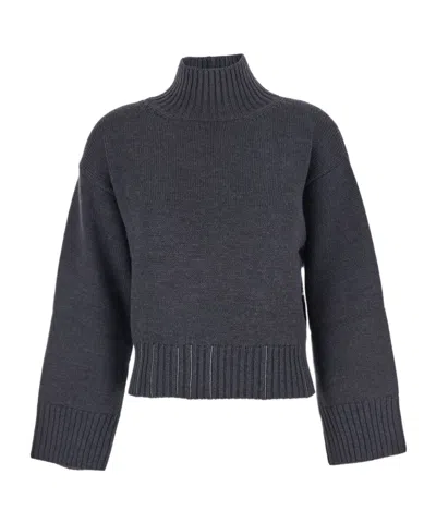 Fabiana Filippi High-neck Striped Sweater In Black