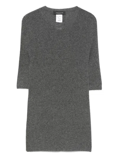 Fabiana Filippi Ribbed Half-sleeve Top In Gray