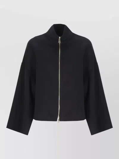 Fabiana Filippi High Neck Virgin Wool Long Sleeve Jacket In Black