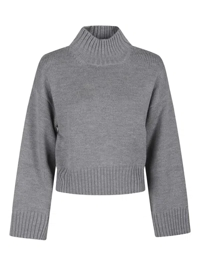 Fabiana Filippi High-neck Wool Sweater In Gray