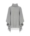 Fabiana Filippi Fringed Knitted Cape In Gray