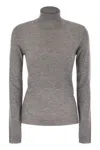 Fabiana Filippi High-necked Wool Sweater With Sequins In Gray