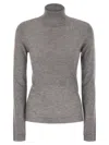 Fabiana Filippi High-necked Wool Sweater With Sequins In Gray