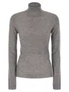 Fabiana Filippi High-necked Wool Sweater With Sequins In Gray