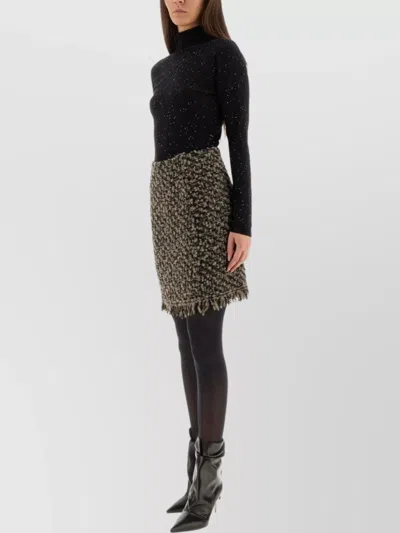 Fabiana Filippi High Waist Knee-length Textured Fringe Skirt