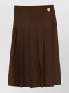 Fabiana Filippi High Waist Pleated Midi Skirt Button Detail In Brown