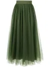 Fabiana Filippi High-waist Tulle Midi Skirt In Green