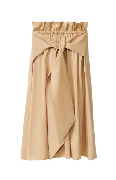 Fabiana Filippi High-waisted Midi Skirt With Bow Detail In Brown