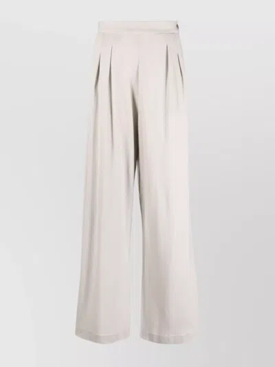 Fabiana Filippi High-waisted Pleated Wool Trousers With Wide Leg In Pink