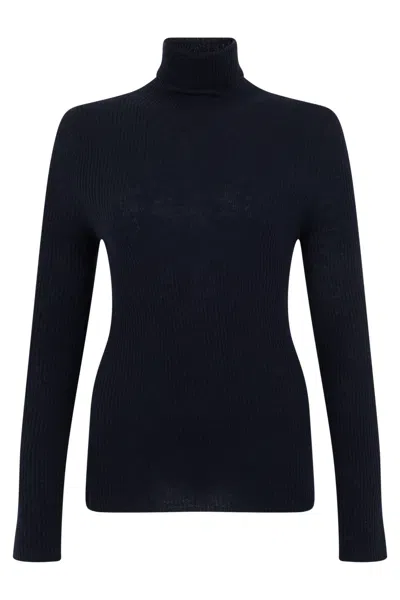 Fabiana Filippi High-collar Long-sleeve Fitted Sweater In Multi