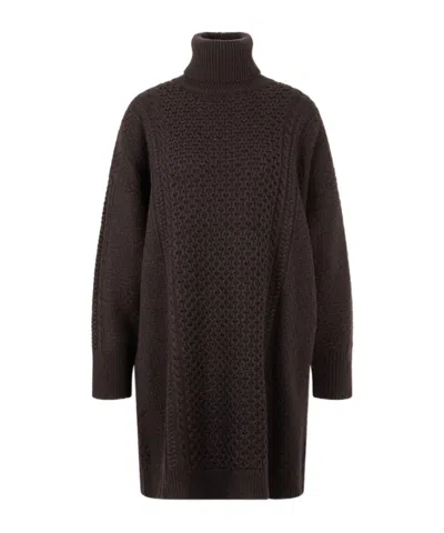 Fabiana Filippi High-neck Knit Dress In Brown