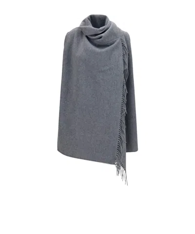 Fabiana Filippi High-neck Wool Cape In Gray