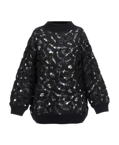 Fabiana Filippi Hollow-out Long-sleeved Sweater In Black
