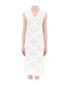 Fabiana Filippi Hollowed-out V-neck Dress In White