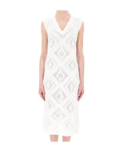 Fabiana Filippi Hollowed-out V-neck Dress In White