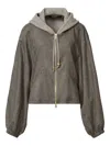 Fabiana Filippi Hooded Balloon-sleeve Jacket In Gray