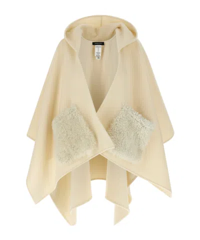 FABIANA FILIPPI HOODED SHEARLING-POCKET CAPE