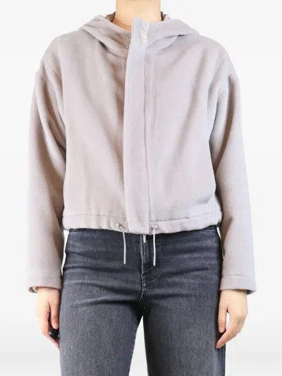 Pre-owned Fabiana Filippi Hooded Cropped Jacket In Gray