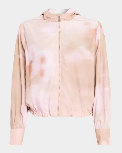Fabiana Filippi Hooded Dappled-print Taffeta Jacket In Pink