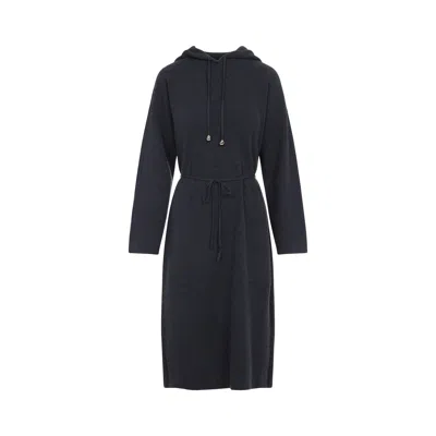 Fabiana Filippi Hooded Ankle-length Dress With Ribbed Silk Blend In Gray