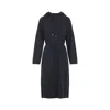 Fabiana Filippi Hooded Ankle-length Dress With Ribbed Silk Blend In Blue