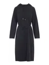 Fabiana Filippi Hooded Ankle-length Dress With Ribbed Silk Blend In Blue