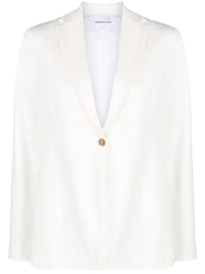 Fabiana Filippi Hooded Jersey Blazer In White