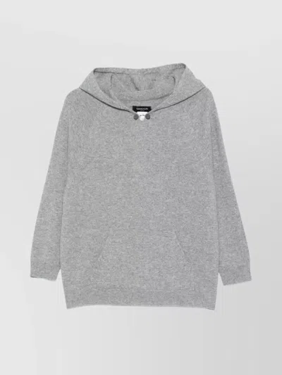 Fabiana Filippi Hooded Knitwear With Front Pocket And Ribbed Cuffs In Gray