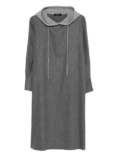 Fabiana Filippi Hooded Midi Dress In Gray