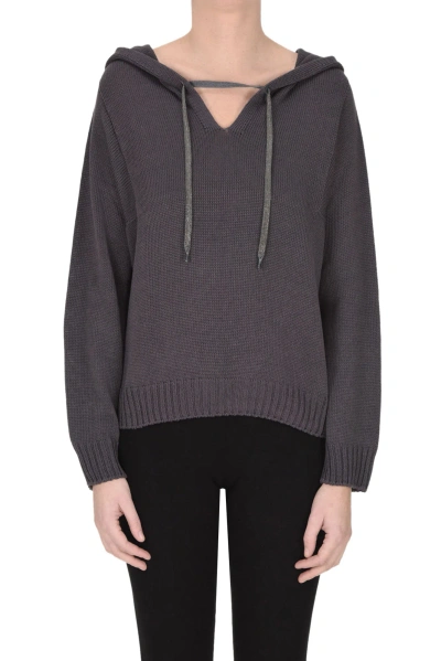 Fabiana Filippi Hooded Pullover In Charcoal