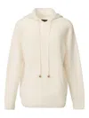 Fabiana Filippi White Hoodie With Drawstring Hood In Wool Blend Woman In White