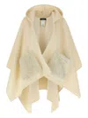 Fabiana Filippi Draped Hooded Cape Textured Pockets In Neutral